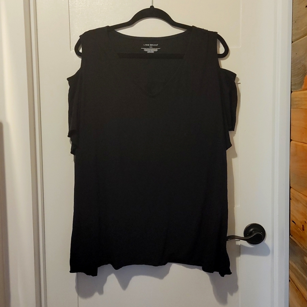 Black Shoulderless Short-sleeve Tee